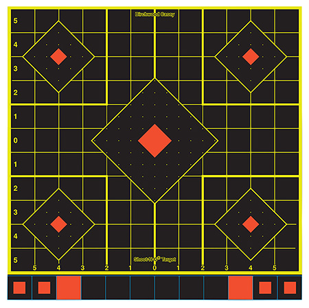 Birchwood Casey Shoot-N-C Reactive Target Self-Adhesive Paper Pistol Rifle Multi-Color 5-Diamond Target with Pasters 5 Pack