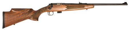 Crickett 722 Classic Youth .22 LR Rifle 7+1 Rounds 20" Barrel Blued Steel Receiver Fixed Front Adjustable Rear Sights Walnut Stock 13.5" Length of Pull Rebounding Firing Pin Safety
