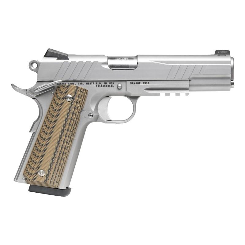 Savage Arms 1911 Government .45 ACP Semi-Auto Pistol 5-Inch Stainless Steel Barrel 8-Round Magazine Rail