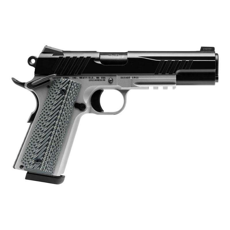 Savage 1911 Government Style 9mm Pistol, 5" Barrel, Includes Two 10-Round Magazines, Black and Stainless Finish, with Rail