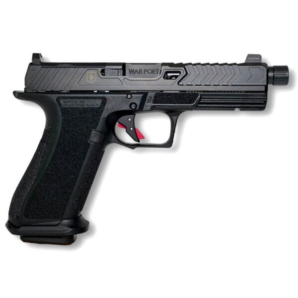 Shadow Systems DR920 War Poet 9mm Semi-Auto Pistol 5" Threaded Barrel 17rd Mags Night Sights Black Engraved Slide