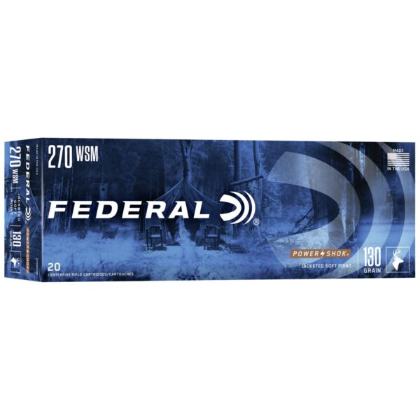 Federal .270 WSM 130 gr SP Rifle Ammo 3250 fps Power-Shok - 20 Rounds