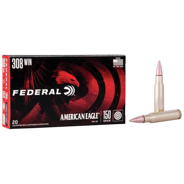 Federal American Eagle .308 Winchester 150 Grain FMJBT Rifle Ammunition 2820 FPS - 20 Rounds