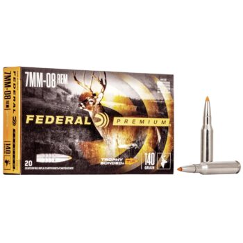 Federal Premium 7mm-08 Remington Vital-Shok 140gr Trophy Bonded Tip Rifle Ammo 2800fps Velocity 20 Rounds