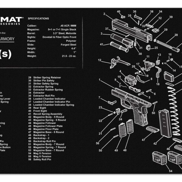 Springfield Armory XD-S 11x17 TekMat Gun Cleaning Mat Thick Absorbent Solvent Resistant