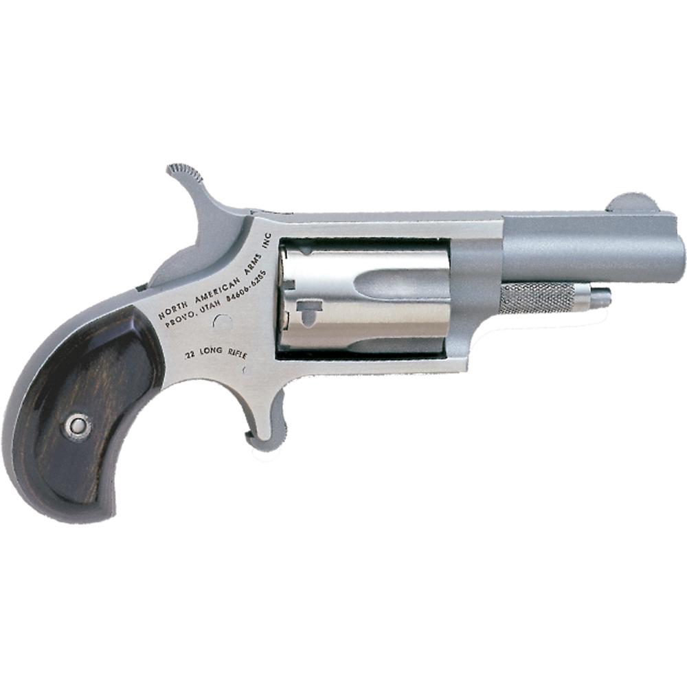 NAA Mini Revolver .22 LR 5rd 1.625" Barrel Silver Wood Grip