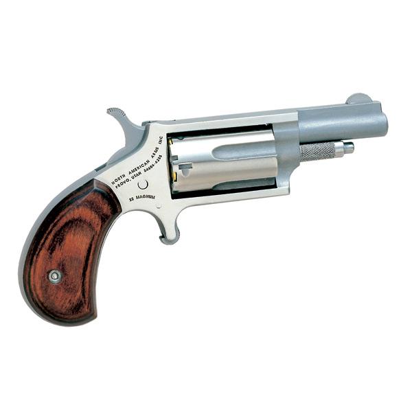 NAA 22MC .22 Mag Revolver 5-Round 1.625-Inch Barrel Wood Grip Silver