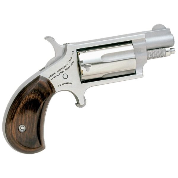 NAA 22MS Mini Revolver .22 WMR 5-Round 1.125-Inch Barrel Silver Wood Grip