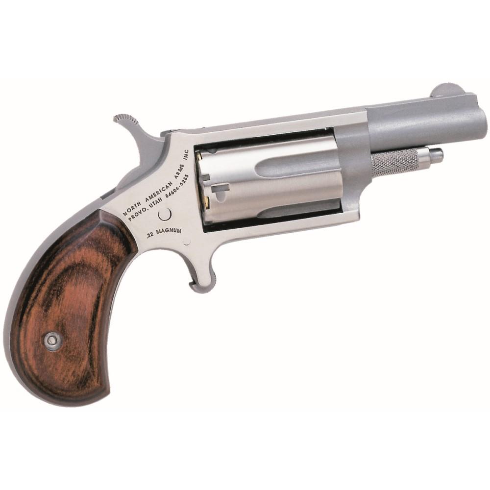 NAA Mini Revolver .22 Magnum 5rd 1.625" Barrel Silver Wood Grip