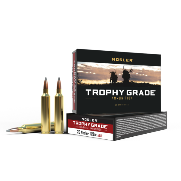 Nosler Trophy Grade 26 Nosler 129gr AccuBond Long Range Rifle Ammo – 20 Rounds