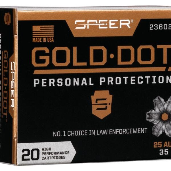 Speer Gold Dot Handgun Ammunition 25 ACP 35 gr HP 900 fps 20/ct