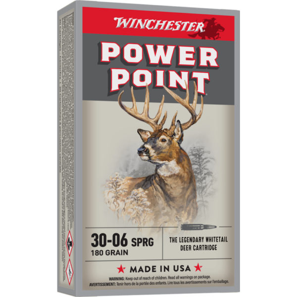 Winchester Power Point .30-06 Springfield 180 Grain Polymer Tip Rifle Ammunition 2700 FPS Velocity 20 Rounds