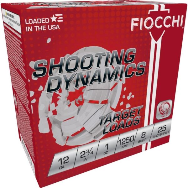 Fiocchi 12 Gauge 2-3/4 Inch 1 Ounce #8 Shot 1250 FPS Shotshells 25 Rounds