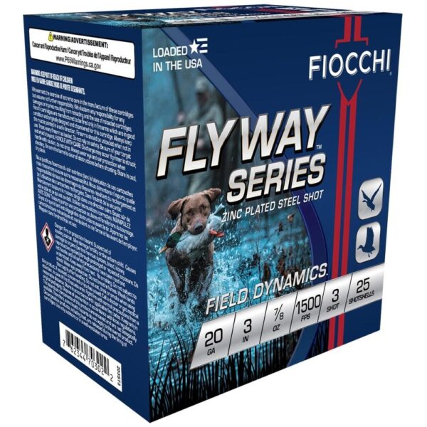 Fiocchi Flyway 20 Gauge 3" Steel Shot 7/8oz 1500fps #3 Shot Size Shotgun Ammunition - 25 Rounds