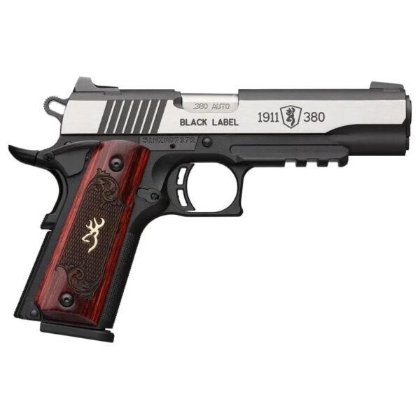 Browning 1911-380 Black Label Pro .380 ACP 4.25" Black/Silver Slide Accessory Rail Pistol