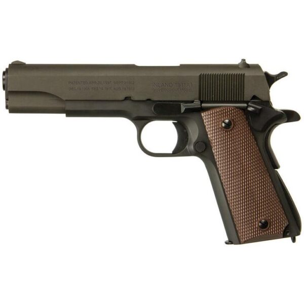 Inland 1911 A1 Government .45 ACP 7-Round Semi-Auto Pistol 5-Inch Barrel OD Green Finish Brown Grips