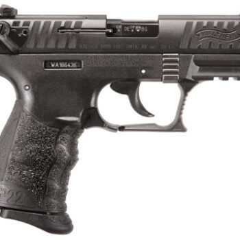 Walther P22 Q .22 LR Pistol - 10+1 Rounds, 3.42" Threaded Barrel, Black Finish, Picatinny Rail Frame, Serrated Matte Black Tenifer Zinc Alloy Slide, Interchangeable Backstrap Grip