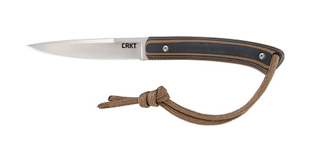 CRKT Biwa 3.02" Fixed Blade Plain Satin 8Cr13MoV SS Blade Black/Brown G10 Handle Includes Lanyard/Sheath