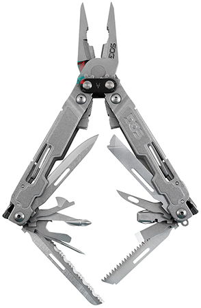 S.O.G PowerAccess Deluxe Multi-Tool - Stone Washed Stainless Steel, 21 Tools, Includes Sheath