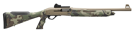 Winchester SX4 Extreme Defender 12 Gauge Shotgun - 3" Chamber, 18" Barrel, Woodland Camo, Flat Dark Earth
