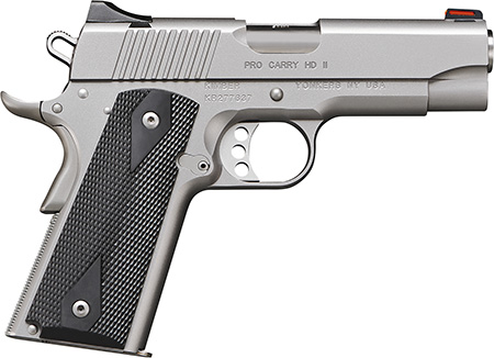 Kimber Pro Carry HD II (CA) .38 Super, 4" Stainless Steel Slide, Satin Silver Finish, Black Synthetic Double Diamond Checkered Grip, 9+1 Capacity