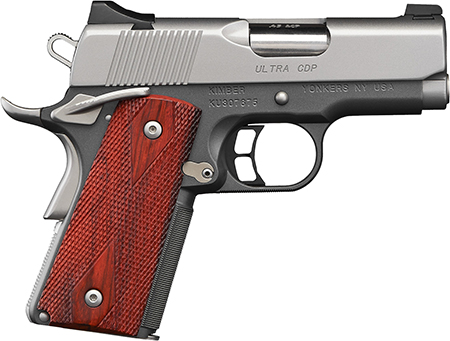 Kimber Ultra CDP .45 ACP 3" Satin Silver KimPro II with Charcoal Gray Frame and Rosewood Grip - 7+1 Capacity