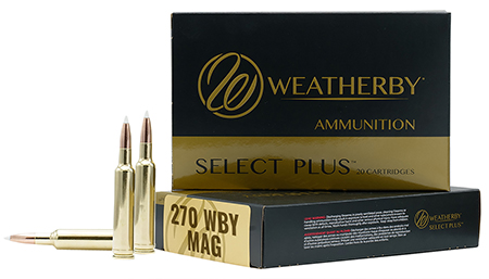 Weatherby Select Plus .270 Weatherby Mag, 130gr Barnes Tipped TSX Lead Free, 20 Rounds per Box, 10 Boxes per Case