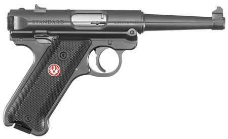 Ruger Mark IV .22 LR 4.75" Satin Stainless Tapered Barrel with Blued Steel Slide and Aluminum Frame - 10+1 Capacity