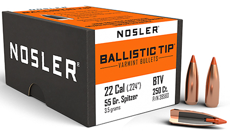 Nosler Ballistic Tip .22 Cal 55gr Spitzer (250/Box)