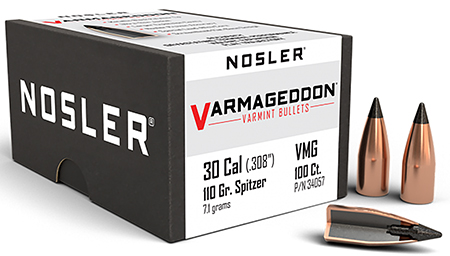 Nosler Varmageddon .30 Cal 110gr Flat Base Tipped 100rd Box