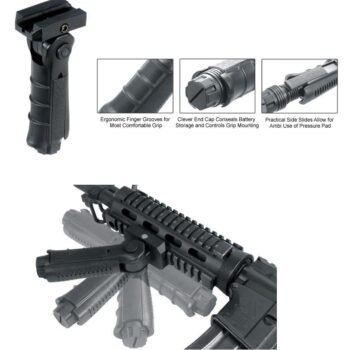Leapers Ergonomic Ambidextrous 5-position Foldable Foregrip - Black