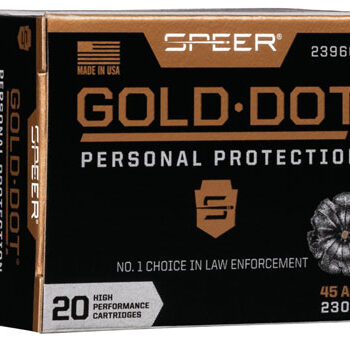 Speer Gold Dot Personal Protection .45 ACP 230gr Hollow Point 20 Rounds per Box, 10 Boxes per Case