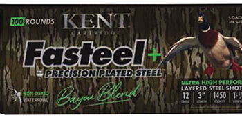 Kent Cartridge Fasteel+ Precision Steel 12 Gauge 3" 1 1/4oz 3x5 Shot Bayou Blend 100 Per Box Case Only