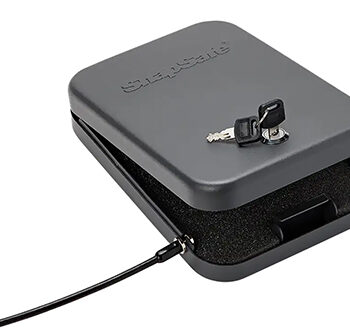SnapSafe Lock Box Large Key Entry Black Steel Holds 1 Handgun 9.5" L x 6.5" W x 1.75" D