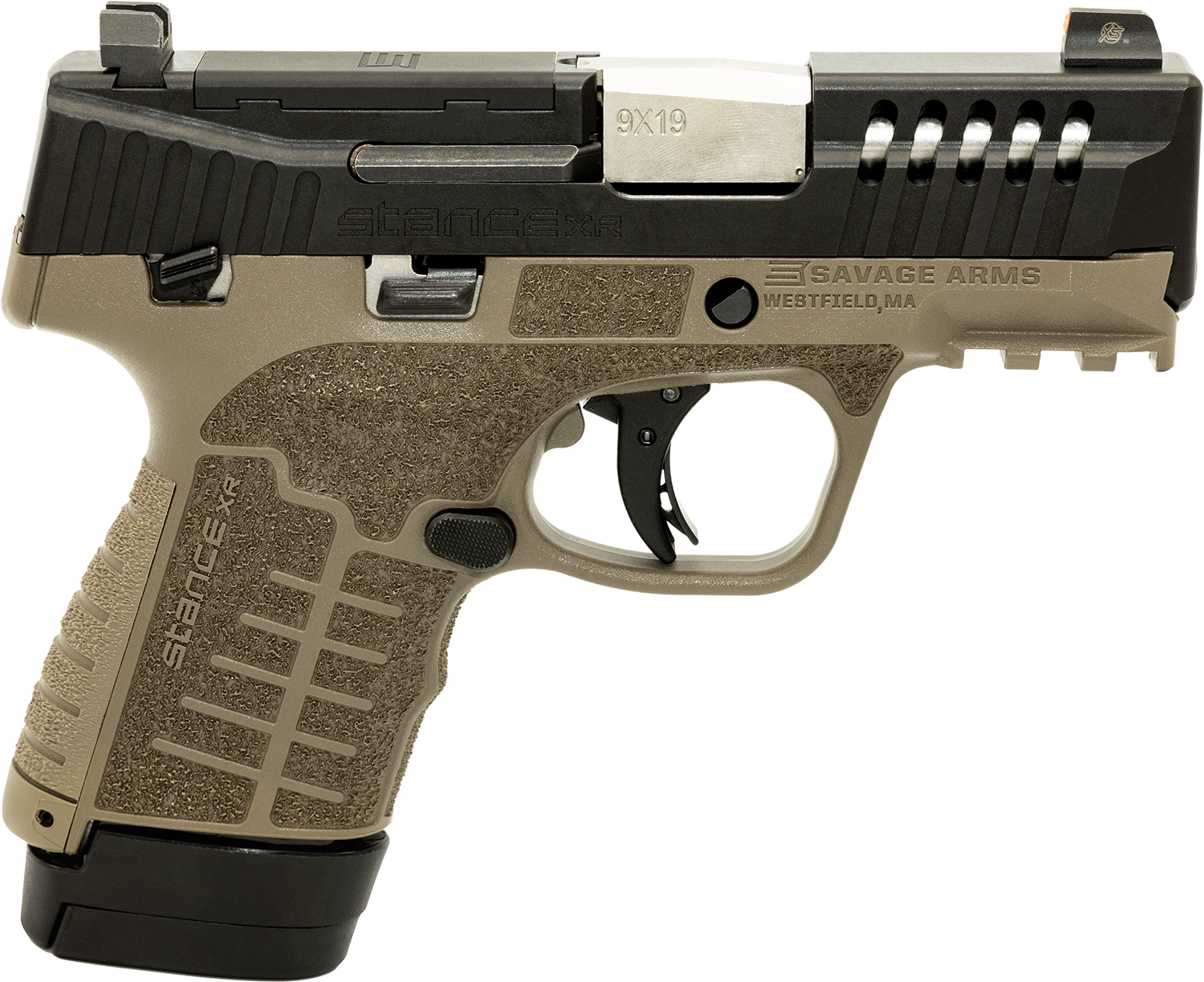 Savage Arms 67065 Stance XR 9mm 13+1 3.20" Natural Black Nitride Ported Stainless Steel Slide FDE Glass Filled Nylon Grip Ambidextrous 3 Savage Arms 67065 Stance XR 9mm 13+1 3.20" Natural Black Nitride Ported Stainless Steel Slide FDE Glass Filled Nylon Grip Ambidextrous