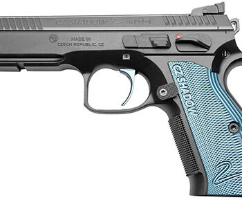 Cz Custom Shop 91039 Shadow 2  Full Size Frame 9mm Luger 17+1 4.89" Black ACCU Bushing Barrel, Black Serrated Steel Slide, Black Polycoat Steel Frame w/Beavertail, Black Checkered Aluminum Grip