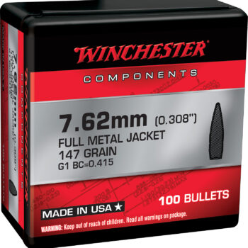 Winchester Ammo WB762M147X Centerfire Rifle  7.62mm 147gr Full Metal Jacket Boat Tail 100 Per Box/10 Case