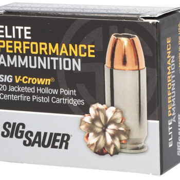 Sig Sauer E10MM20020 Elite Performance  10mmAuto 200gr V-Crown Jacketed Hollow Point 20 Per Box/10 Case