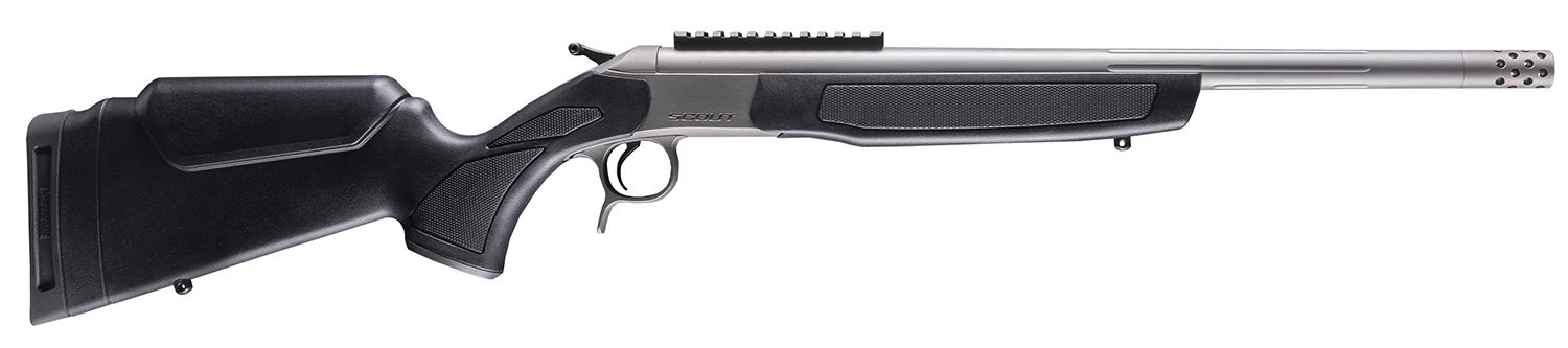CVA CR4444S Scout Takedown 44 Mag 1rd 20" Stainless Fluted Threaded Barrel, Stainless Steel Receiver w/Picatinny Rail, Adj Comb & LOP Black Synthetic Stock 3 CVA CR4444S Scout Takedown 44 Mag 1rd 20" Stainless Fluted Threaded Barrel, Stainless Steel Receiver w/Picatinny Rail, Adj Comb & LOP Black Synthetic Stock