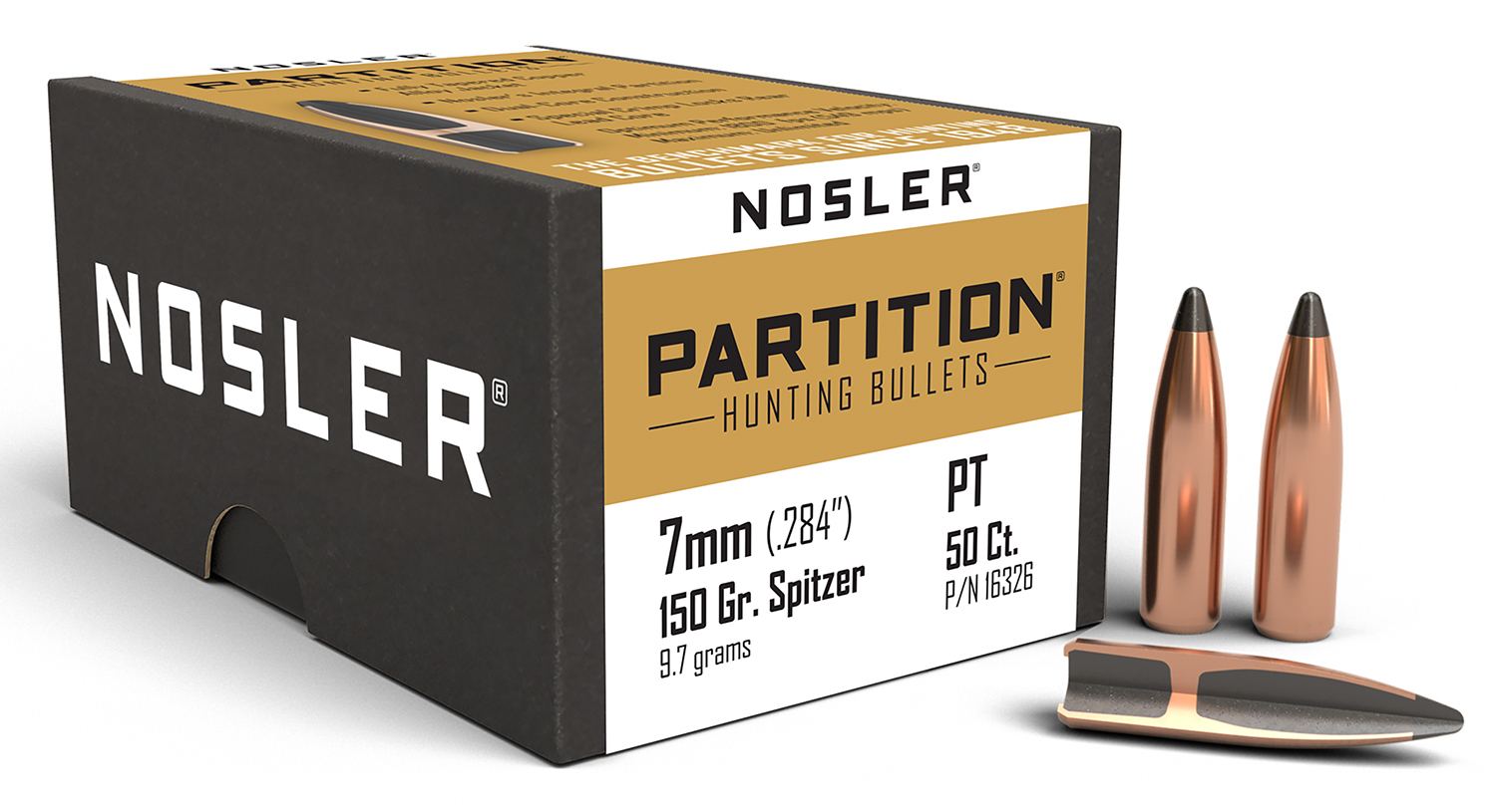 Nosler 16326 Partition 7mm 150gr Spitzer 50/Box 3 Nosler 16326 Partition 7mm 150gr Spitzer 50/Box