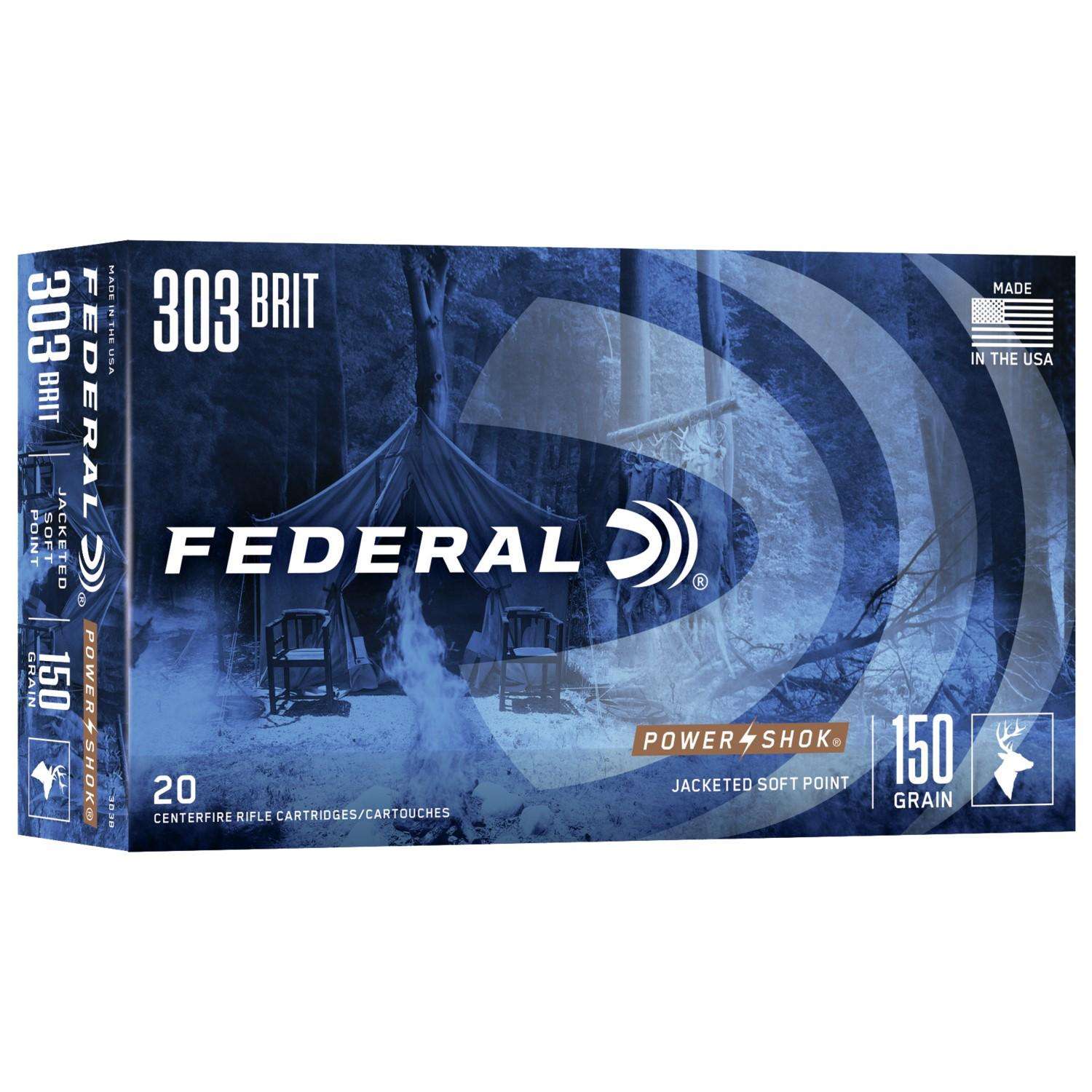 FEDERAL POWER SHOK AMO 303 BRITISH 150GR HSSP 20RD (BOX CASE) 3 FEDERAL POWER SHOK AMO 303 BRITISH 150GR HSSP 20RD (BOX CASE)