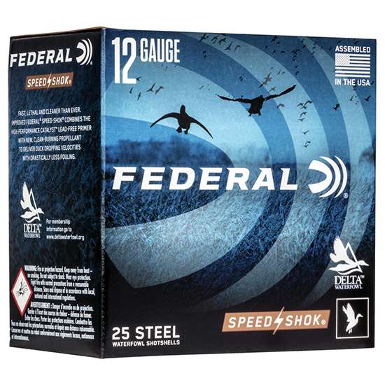 FEDERAL SPEED SHOK STEEL AMO 12GA #2 2-3/4" 1-1/8 OZ 25RD (10 BOX CASE) 3 FEDERAL SPEED SHOK STEEL AMO 12GA #2 2-3/4" 1-1/8 OZ 25RD (10 BOX CASE)