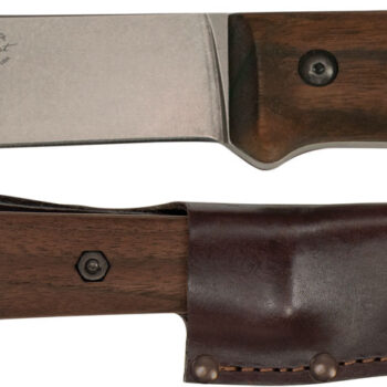 Ka-Bar BK62 Becker Kephart 5.13" Fixed Drop Point Plain Satin Stonewashed 1095 Cro-Van Blade, Walnut Handle, Includes Sheath