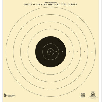 Action Target SR1100 Sighting Military Bullseye Tagboard Hanging 100 yds 21" x 21" Black/White 100 Per Box