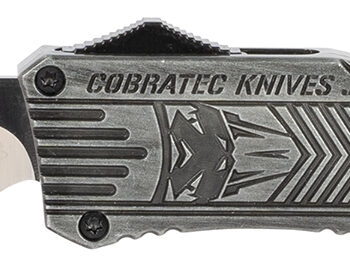 CobraTec Knives LSWCTK1LTNS CTK-1  Large 3.75" OTF Tanto Plain D2 Steel Blade/Stonewashed Aluminum Handle Features Glass Breaker Includes Pocket Clip