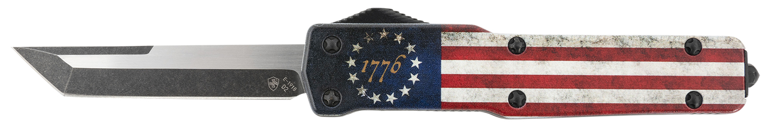 Templar Knife MZBRF221 Premium Weighted Betsy Ross Flag Slim 3.16" OTF Tanto Plain Black Oxide Stonewashed D2 Steel Blade, 4.93" Betsy Ross Flag Aluminum Zinc Alloy Handle 3 Templar Knife MZBRF221 Premium Weighted Betsy Ross Flag Slim 3.16" OTF Tanto Plain Black Oxide Stonewashed D2 Steel Blade, 4.93" Betsy Ross Flag Aluminum Zinc Alloy Handle