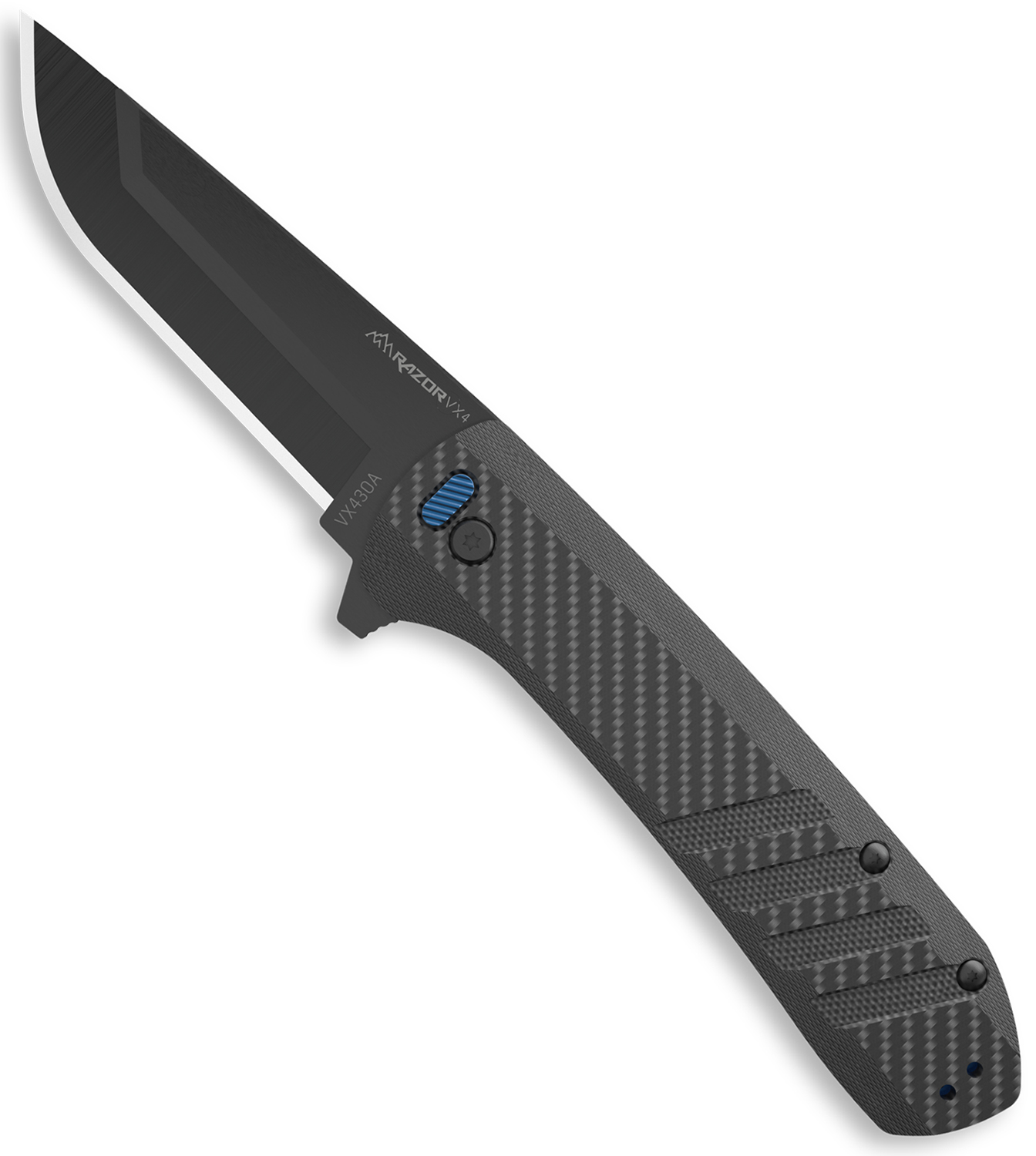 Outdoor Edge VX430A Razor VX4 EDC 3" Folding Drop Point Plain Black Oxide 420J2 SS Blade, Black Textured Carbon Fiber/G10 Handle 3 Outdoor Edge VX430A Razor VX4 EDC 3" Folding Drop Point Plain Black Oxide 420J2 SS Blade, Black Textured Carbon Fiber/G10 Handle