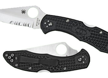 Spyderco C11SBK Delica 4  2.88" Folding Drop Point Serrated VG-10 SS Blade/Black  Textured FRN Handle Includes Pocket Clip