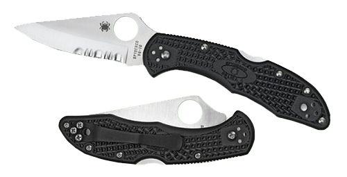 Spyderco C11SBK Delica 4 2.88" Folding Drop Point Serrated VG-10 SS Blade/Black Textured FRN Handle Includes Pocket Clip 3 Spyderco C11SBK Delica 4 2.88" Folding Drop Point Serrated VG-10 SS Blade/Black Textured FRN Handle Includes Pocket Clip