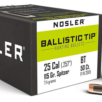Nosler 25115 Ballistic Tip  25Cal 115gr Spitzer Point 50/Box